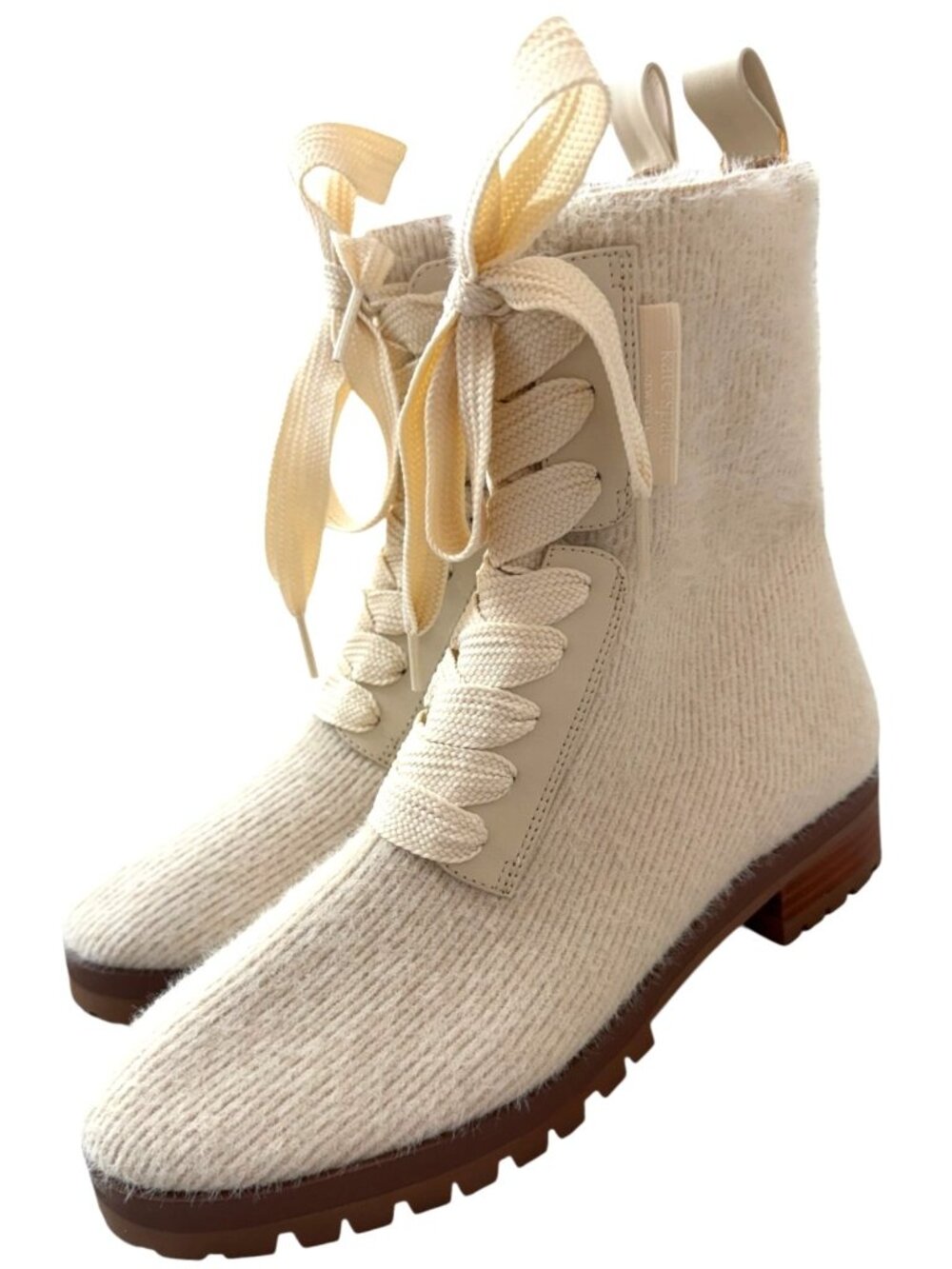 Kate Spade New York Merigue Fuzzy Combat Boots Size 6.5 NWOB